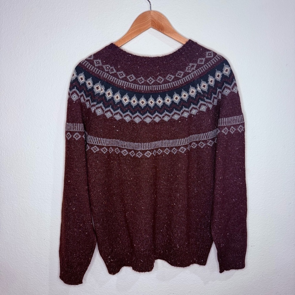 Original Weatherproof Vintage Fair Isle Sweater Burgundy/Grey Women’s Size Large - Picture 2 of 8